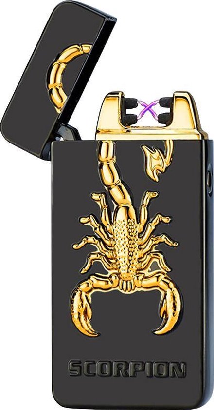 Superlit Plasma Aansteker – Luxe Design Aansteker Elektrisch – Oplaadbare USB Double-Arc Lighter - Glorious Gold Scorpion
