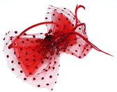 Jessidress Luxe Feestelijke Haar Diadeem met grote strik met veren - Rood