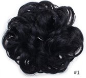 Messy hair bun scrunchie Jet Black#1