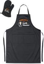 Mijncadeautje - Barbecueschort - Grill Master BBQ- zwart - XXL 97 x 68 cm - gratis BBQ- handschoen