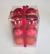 Kerstballen set Rood 3 varianten - 12 kerstballen