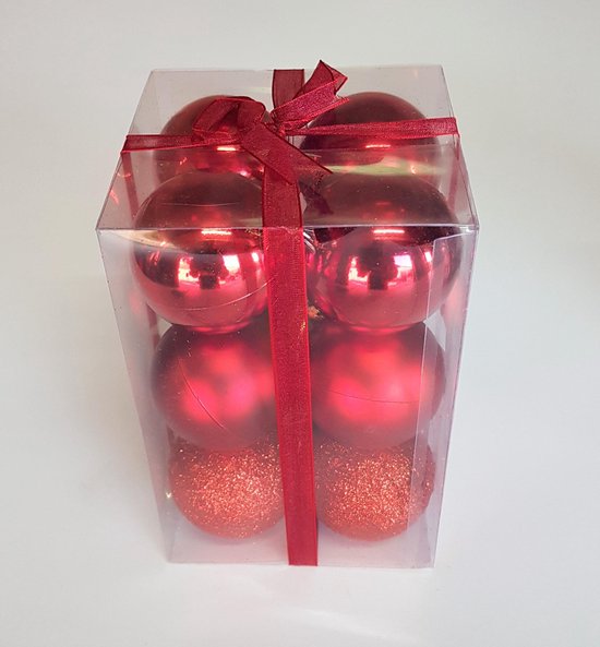 Kerstballen set Rood 3 varianten - 12 kerstballen | bol