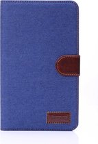 Samsung Galaxy Tab 4 7.0 Hoes - Mobigear - Denim Serie - Katoen Bookcase - Donkerblauw - Hoes Geschikt Voor Samsung Galaxy Tab 4 7.0