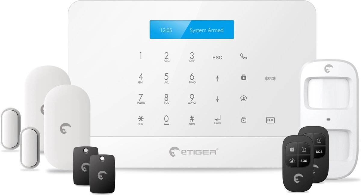 eTIGER S6 Smart Home Draadloos Alarmsysteem - WIFI - GSM-functie - Inclusief accessoire pakket - eTiger