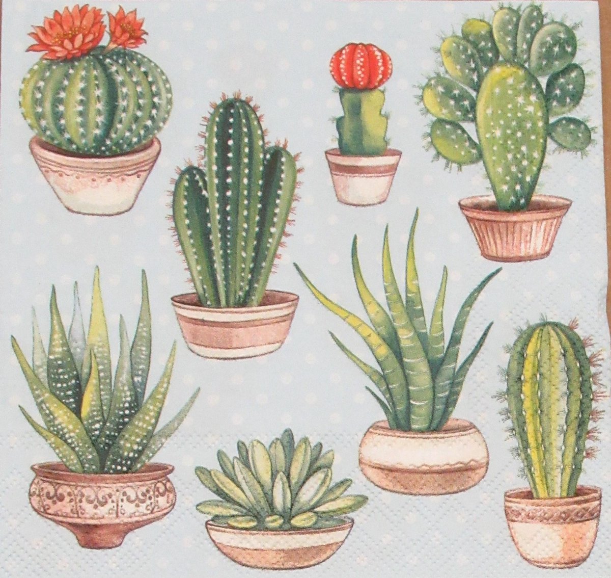 Servetten Cactus blue 33 x 33 cm