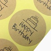 Sluitsticker Sticker Happy Birthday Kraft Naturel Taart - Sluitzegel | Envelop - Traktatiezakje - | Envelop sticker | Cadeau - Gift - Cadeauzakje - Traktatie - Kado - Kadozakje | C