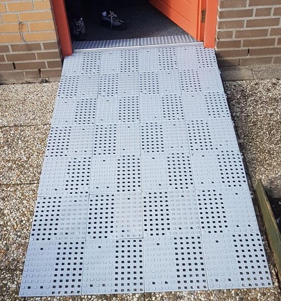 Drempelhulp Buiten - 3,8 tot 5,4 cm (H) x 125 cm (B) - Verlengde Oprijhelling Drempelplaat - 2 L laags