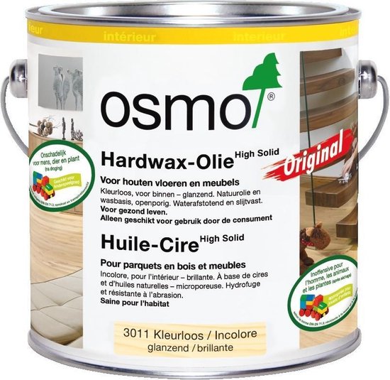 Foto: Osmo hardwax olie original 3011 kleurloos glanzend 2 5 liter binnenhout houtolie vloerolie