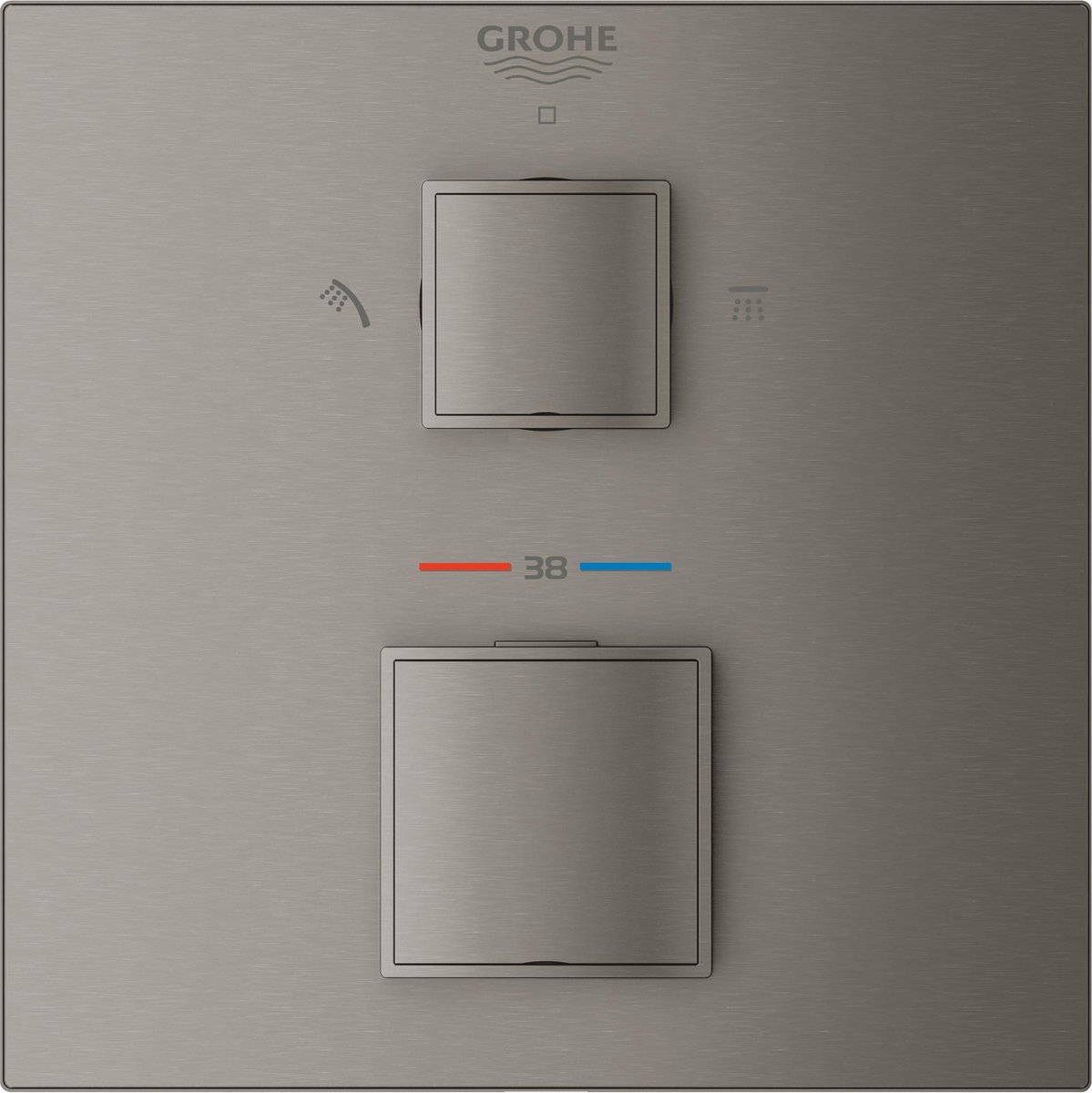 GROHE Grohtherm Cube Douchethermostaatkraan - Met trim set - Hard Graphite - 24154AL0