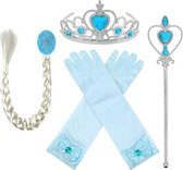 Het Betere Merk - Voor bij je prinsessenjurk meisje - Accessoires - Vlecht - Blauwe Handschoenen - Toverstaf - Tiara - Speelgoed Meisjes - Carnavalskleding Meisjes