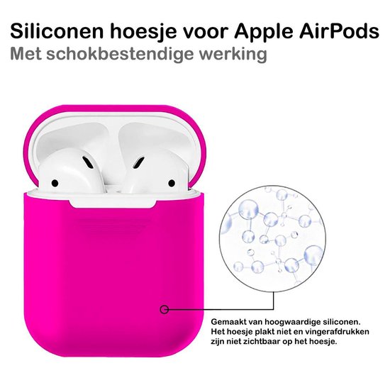 Case Geschikt voor AirPods Hoesje Hoes Siliconen Met Clip Cover - Hoesje Geschikt voor Apple Airpods 1/2 Siliconen Met Clip - Roze - BTH