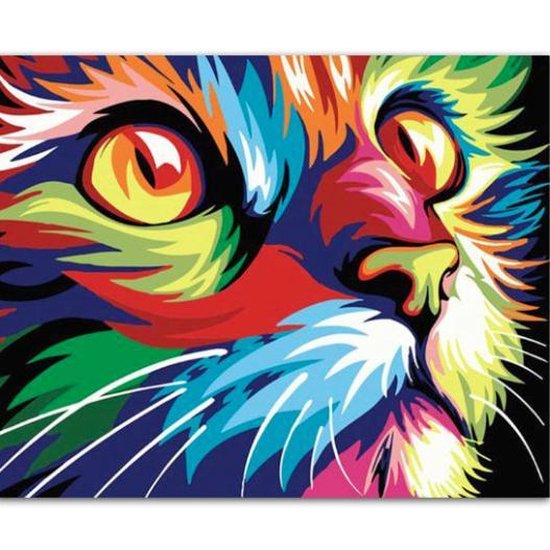 Diamond painting voor volwassenen - Colorful cat - Hobby - Volwassenen -  Ronde steentjes | bol