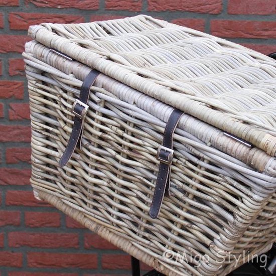 Fietsmand - met deksel - Rotan - Riet - Grey van FastRider — afbeelding 5