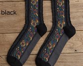 Zwarte sokken met bloem motief