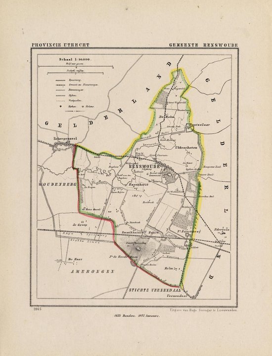 Historische kaart, plattegrond van gemeente Renswoude in Utrecht uit 1867 door Kuyper van Kaartcadeau.com