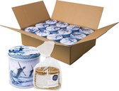 Stroopwafelblik 12 stuks incl. stroopwafels | Heinen Delfts Blauw | Souvenir | Stroopwafels | Blik | Doos 12 stuks | Stroopwafels in blik | Delfts Blauw | Delfts Blauw blik | Molen |