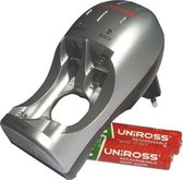 Uniross AA & AAA Batterijenlader voor 4 stuks - Inclusief 4x AA oplaadbare batterijen