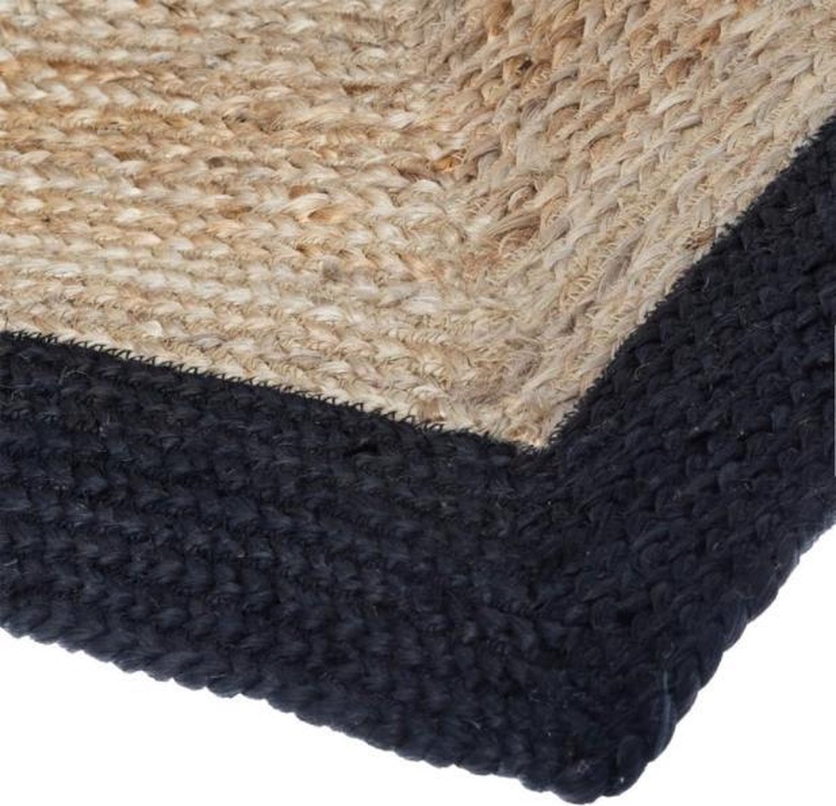 Tapijt jute kleur rond met beige rand handgemaakt woondecor-look tapijt (150 x 150 cm (5x5 voet), wit beige