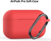 Hoesje Geschikt voor Apple Airpodss Pro Soft Silicone Hoesje Met sleutelhanger - Rood