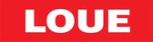 5x "Loue" stickers 50 x 14 cm, Vinyl Rood/Wit