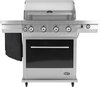 RVS Boretti buitenkeuken met zwarte ovenfront, thermometer en vier draaiknoppen.