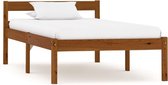 Bedframe Bruin Hout (Incl LW Anti kras Vilt) 100x200 cm - Bed frame met lattenbodem - Tweepersoonsbed Eenpersoonsbed