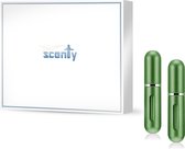 Scenty - Parfum Verstuiver Navulbaar - Mini Parfum Flesje - Reisflesje - Groen - 2 stuks - Inclusief hoesje!