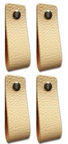Leren handgrepen - Licht Geel - 4 stuks - 16,5 x 2,5 cm | incl. 3 kleuren schroeven per leren handgreep