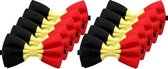 10x Zwart/geel/rood verkleed vlinderstrikjes 12 cm voor dames/heren - Belgie thema verkleedaccessoires/feestartikelen - Vlinderstrikken/vlinderdassen met elastieken sluiting