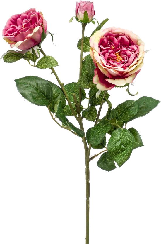 Emerald - Kunstbloem Roos roze/paars 58cm - Kunstplanten voor binnen