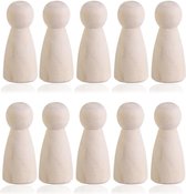 Houten pionnen blanco - vrouwtje - DIY - 20 stuks - 35mm