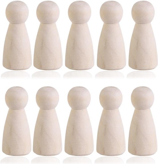 Houten pionnen blanco - vrouwtje - DIY - 20 stuks - 35mm