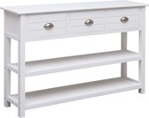 Sidetable Wit Hout (Incl LW 3d klok) - wandtafel - Tv kast- opbergkast - Boekenkast - Kast met lades - Bijzettafel - decoratietafel