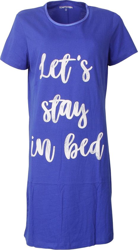Temptation Dames Bigshirt nachthemd slaapkleed Blauw TPNGD1802A - Maten: M  | bol.com