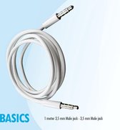 Basics Dunne 1 mtr aux audio jack kabel Zwart 3,5 mm Male - Male Geschikt: Apple iPhone, Samsung, Smartphone Universeel