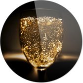 Schilderij - Champagne Bubbels Ronde - Goud - 60 X 60 Cm Champagne Bubbels | Wanddecoratie | Ronde Plexiglas | 60cm X 60cm | Schilderij | Foto Op Plexiglas