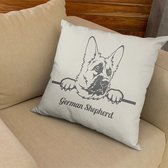 Sierkussen - German Shephard - Wit - 45 Cm X 45 Cm