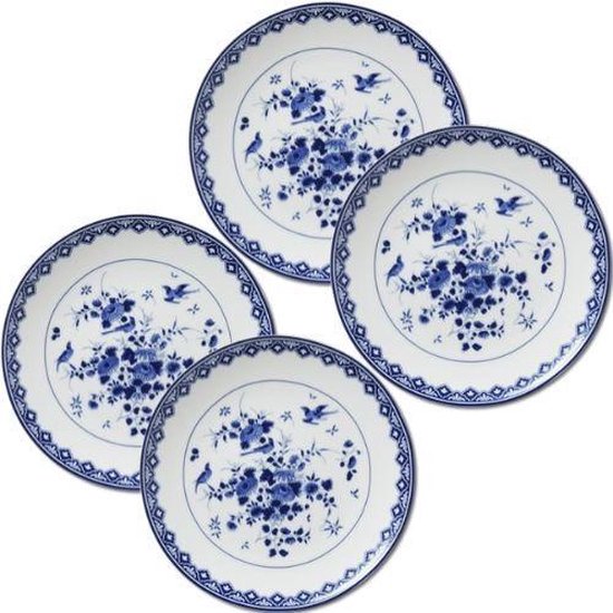 condensor Worstelen Jet Borden - borden set 4 stuks - Delfts blauw - Rijksmuseum- serviesset -  ontbijtbord -... | bol.com