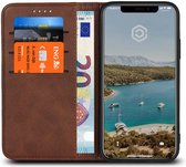 Casecentive Leren Wallet case - Portemonnee hoesje - iPhone XS bruin