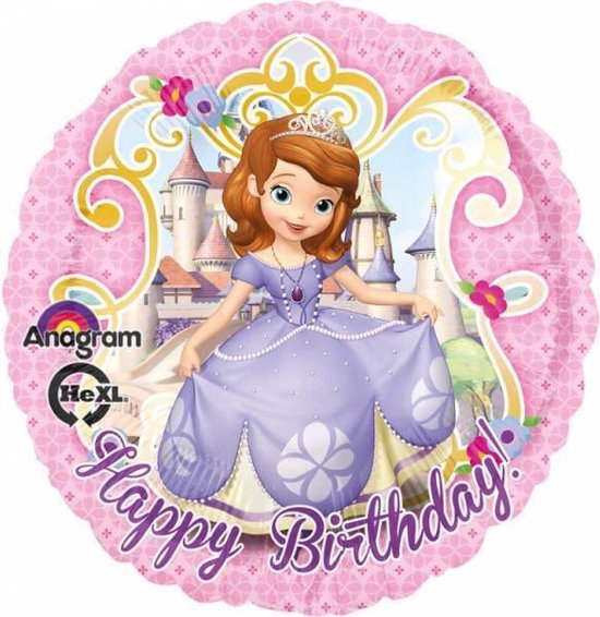 Sofia het Prinsesje Helium Ballon Happy Birthday 45cm leeg