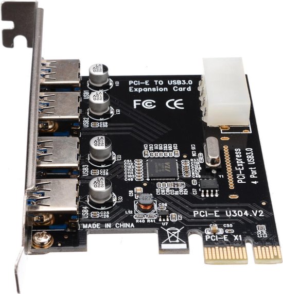 WiseGoods Premium PCIe Kaart met 4 Poorts USB 3.0 - 4 Port USB 3.0 - PCI-E  - PCI... | bol.com