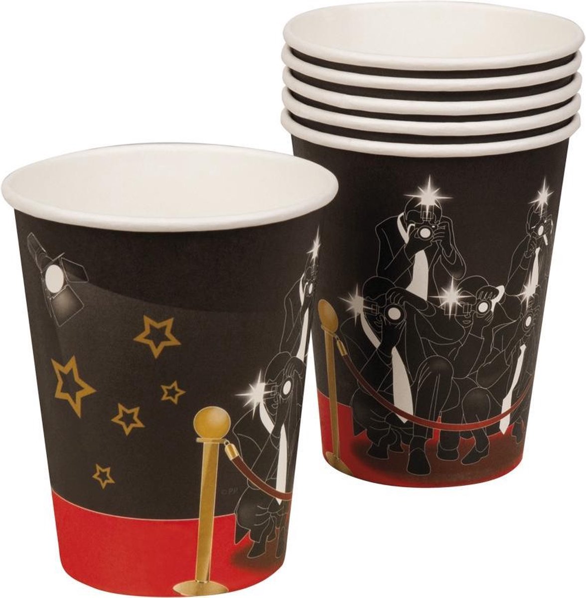 Bekertjes Vip 25 Cl Karton Zwart/rood/goud 6 Stuks