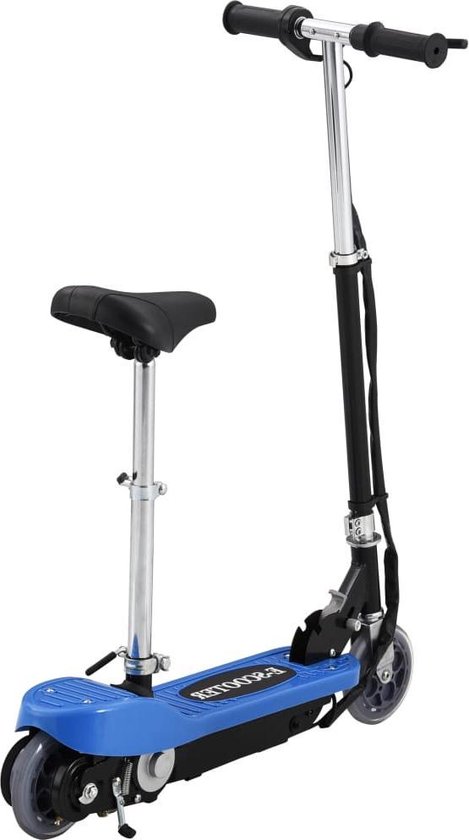 Elektrische step voor kinderen 6+ met zitje, 120W motor, 12 km/u, inklapbaar, verstelbaar blauw