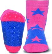 Ewers antislip sokken Stoppi sterren jeansblauw roze