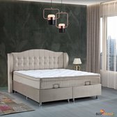 Boxspring Dorian - 160 x 200 cm - met opbergruimte - fluweelstof beige | Opbergbed (SALE)