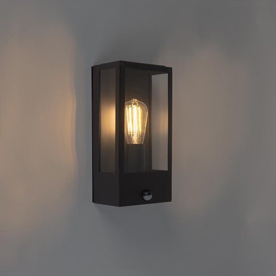 QAZQA rotterdam - Moderne Wandlamp met Bewegingsmelder | Bewegingssensor | sensor voor buiten - 1 lichts - D 110 mm - Zwart - Buitenverlichting - QAZQA
