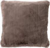 Dutch Decor ZAYA - Kussenhoes 45x45 cm - bontlook - effen kleur - Driftwood - taupe - met rits