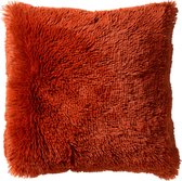 Dutch Decor FLUFFY - Kussenhoes 45x45 cm - superzacht - effen kleur - Potters Clay - oranje-terracotta - met rits