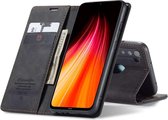 CASEME Xiaomi Redmi Note 8 Retro Wallet Case - Zwart