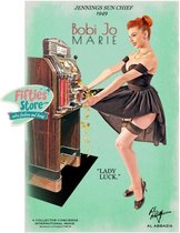 Jennings Sun Chief Slot Machine Pin-Up Bobi Jo Marie Zwaar Metalen Bord 44,5 x 29 cm